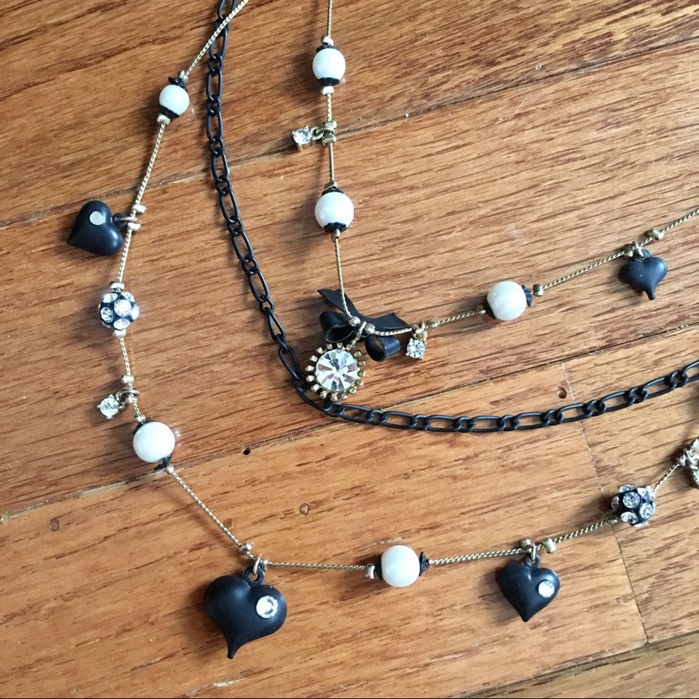 Black & Gold Betsy Johnson Three Strand Necklace